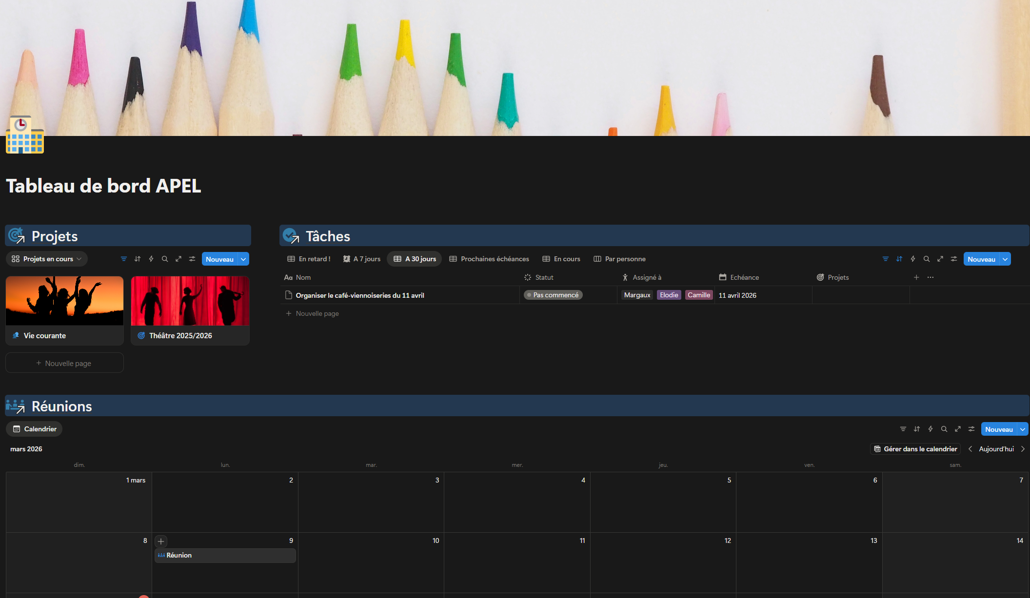 Structurer le suivi de projets d'une asso sur Notion